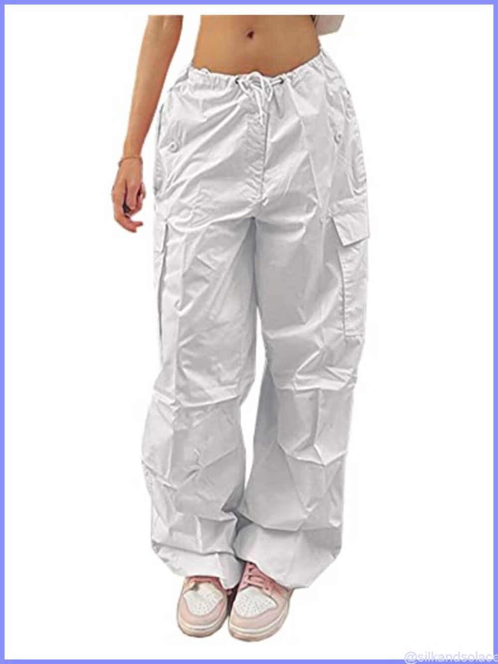 Y2K Baggy Cargo Pants for Women Drawstring Low Rise Loose Jogger Sweatpants
